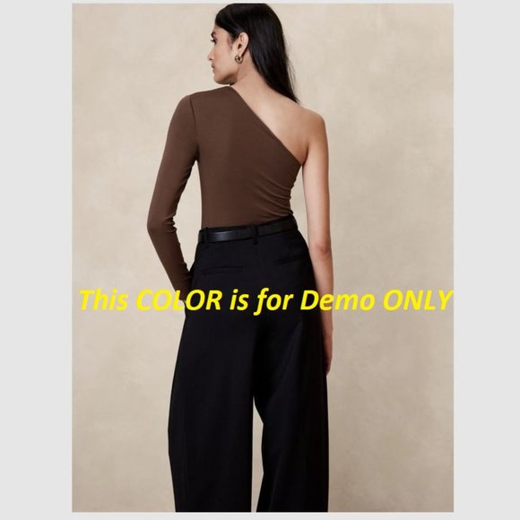 Banana Republic Cotton-Modal One-Sleeve Top Black Size M / L / XL Long Sleeve - Picture 3 of 12